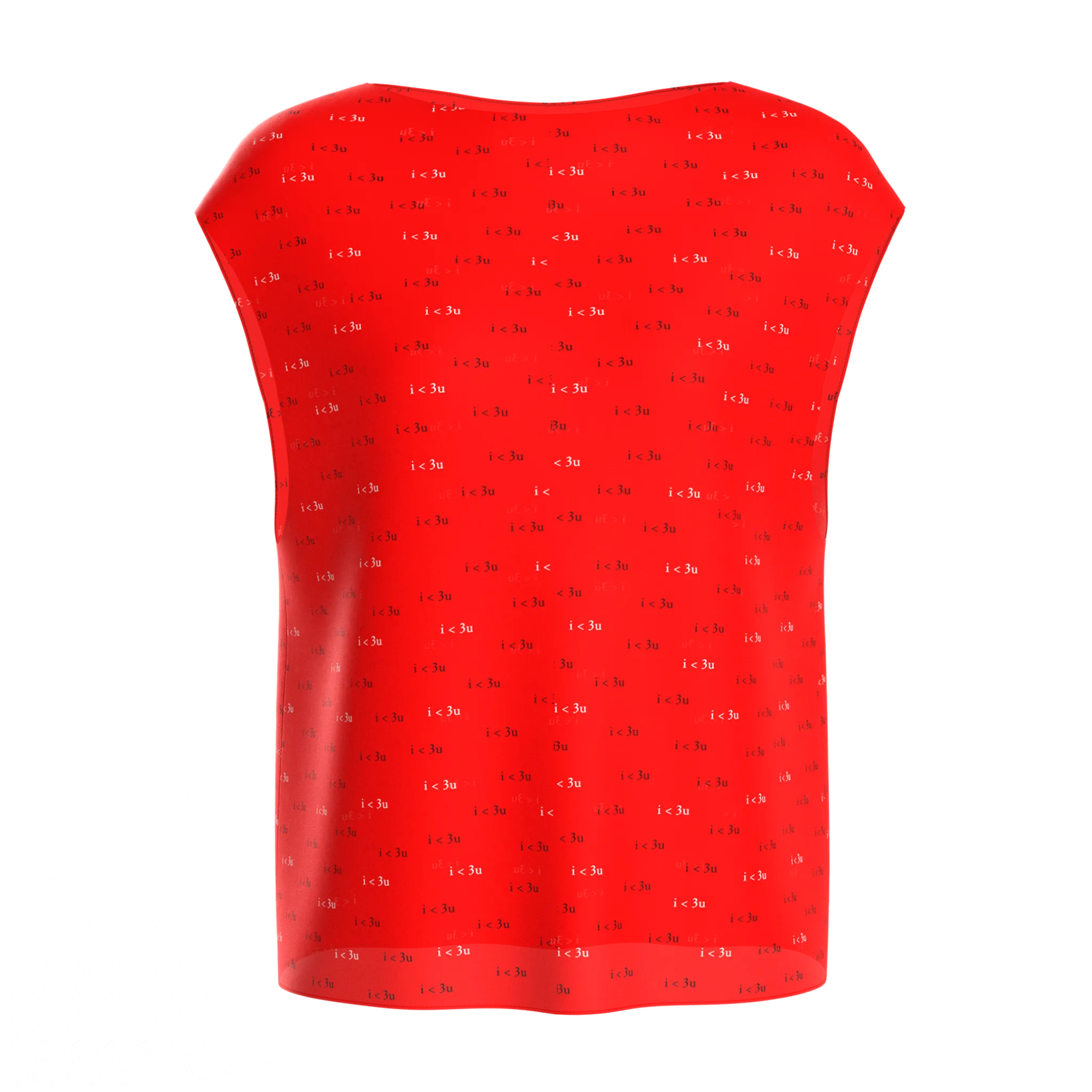 Boat Neck Blouse I Love You Print