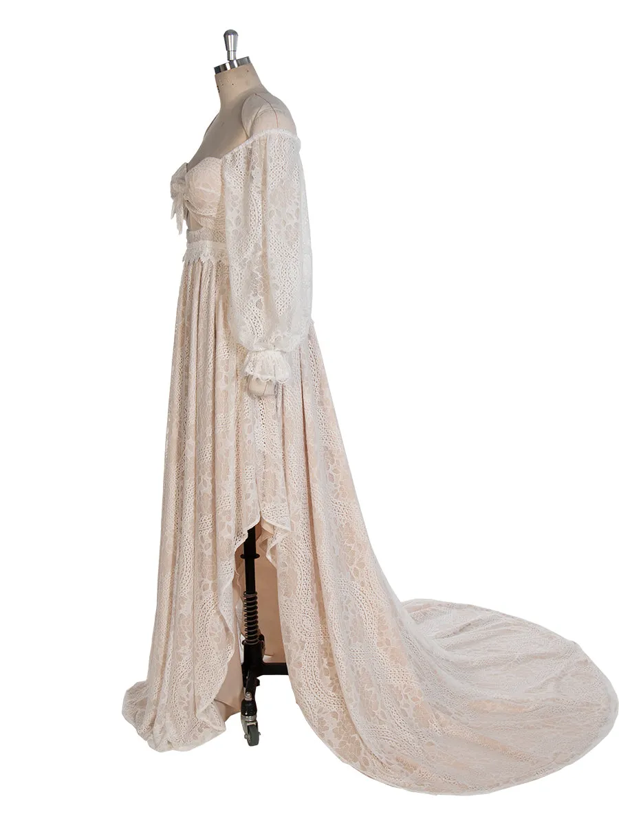 Bohe Lace Vintage Maxi Dress Long Sleeves Photoshoot Dress YW243117