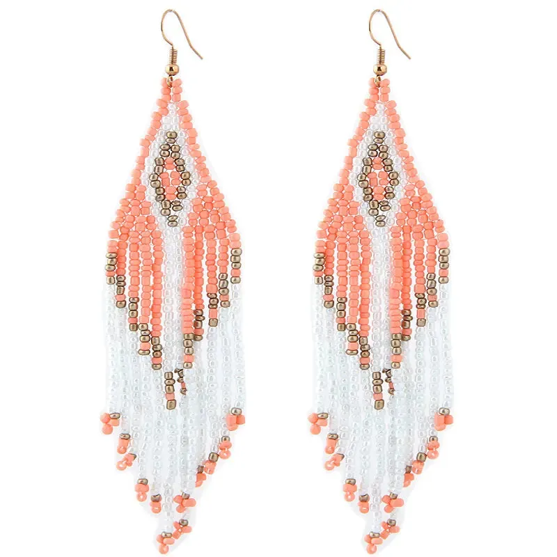 Bohemian Bead Drop Earrings | Ethnic Style Long Earrings | 2024 Statement Jewelry