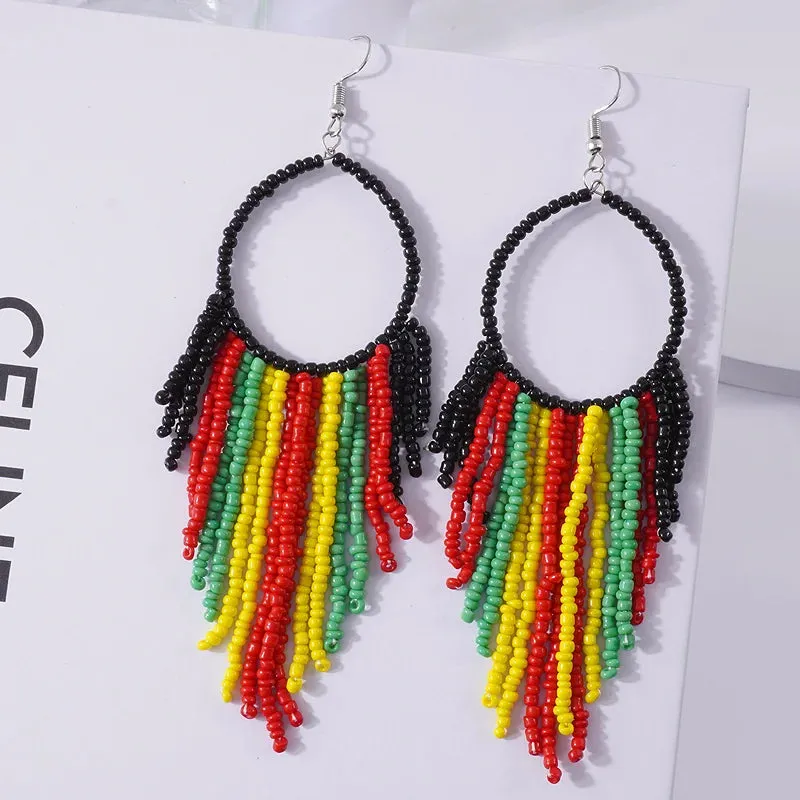 Bohemian Bead Drop Earrings | Ethnic Style Long Earrings | 2024 Statement Jewelry