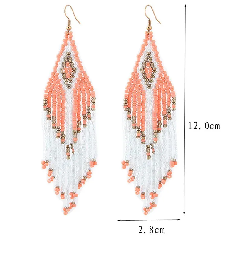 Bohemian Bead Drop Earrings | Ethnic Style Long Earrings | 2024 Statement Jewelry