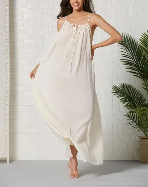 Bohemian Cotton Loose Solid Color Sling Beach Dress