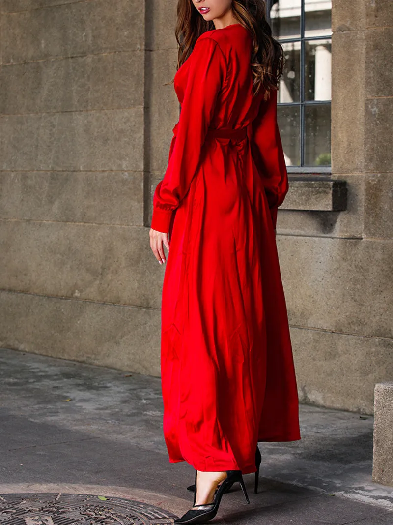 Bohemian Net Color Deep V-neck Stitching Split Dress