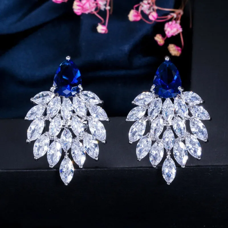 Bohemian Style Marquise CZ Drop Earrings With Cubic Zirconia