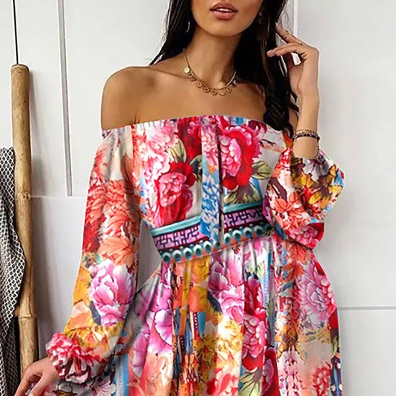 Bohemian Summer Evening Dress, Swing Split Dress, Beach Cover up