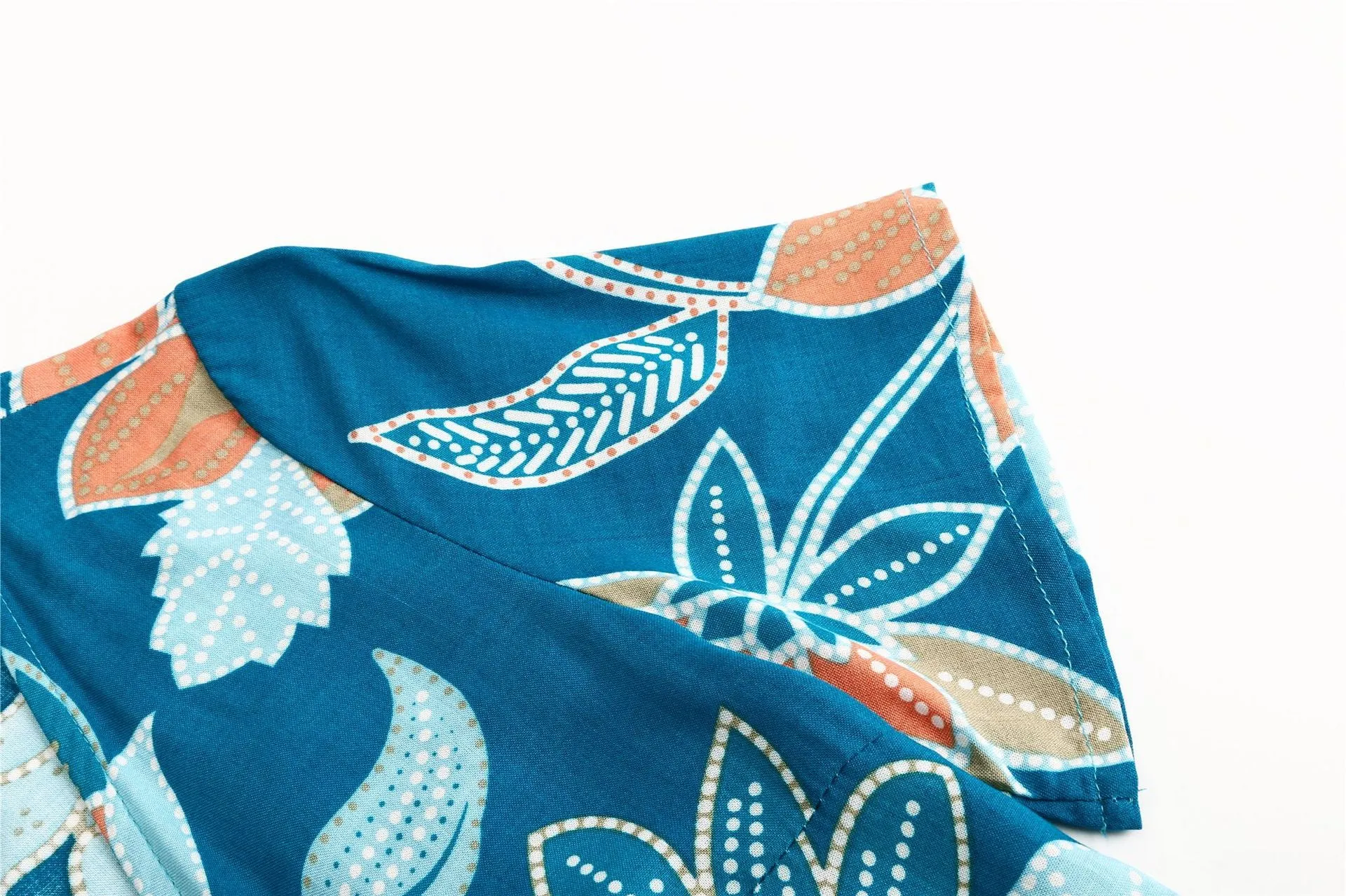Bohemian V-neck Tie Print Irregular Mini Dress