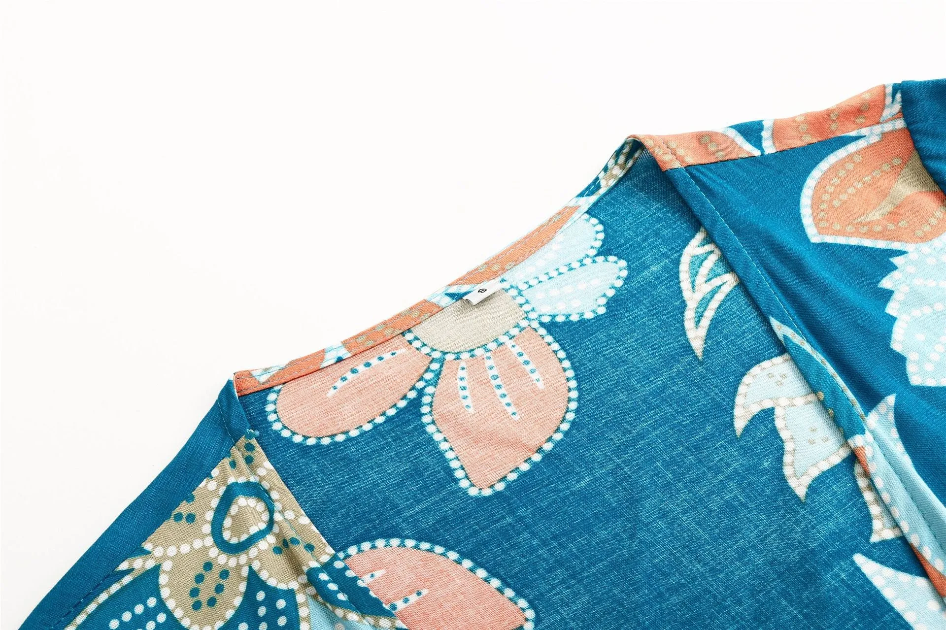 Bohemian V-neck Tie Print Irregular Mini Dress