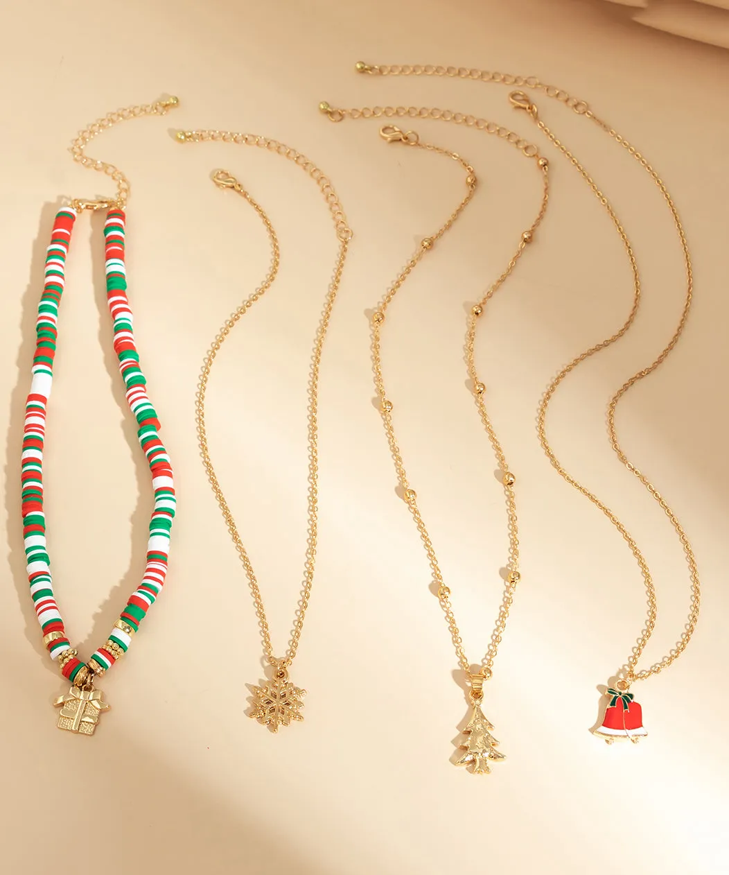 Boho Colorblock Alloy Multilayer Four Piece Set Pendant Necklace