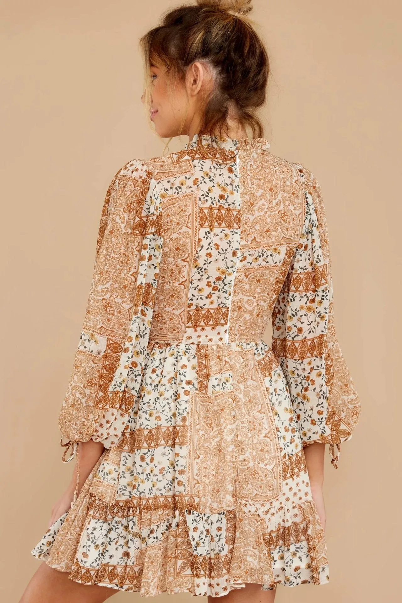 Boho Shirred Frill Floral Vacation Skater Mini Dresses