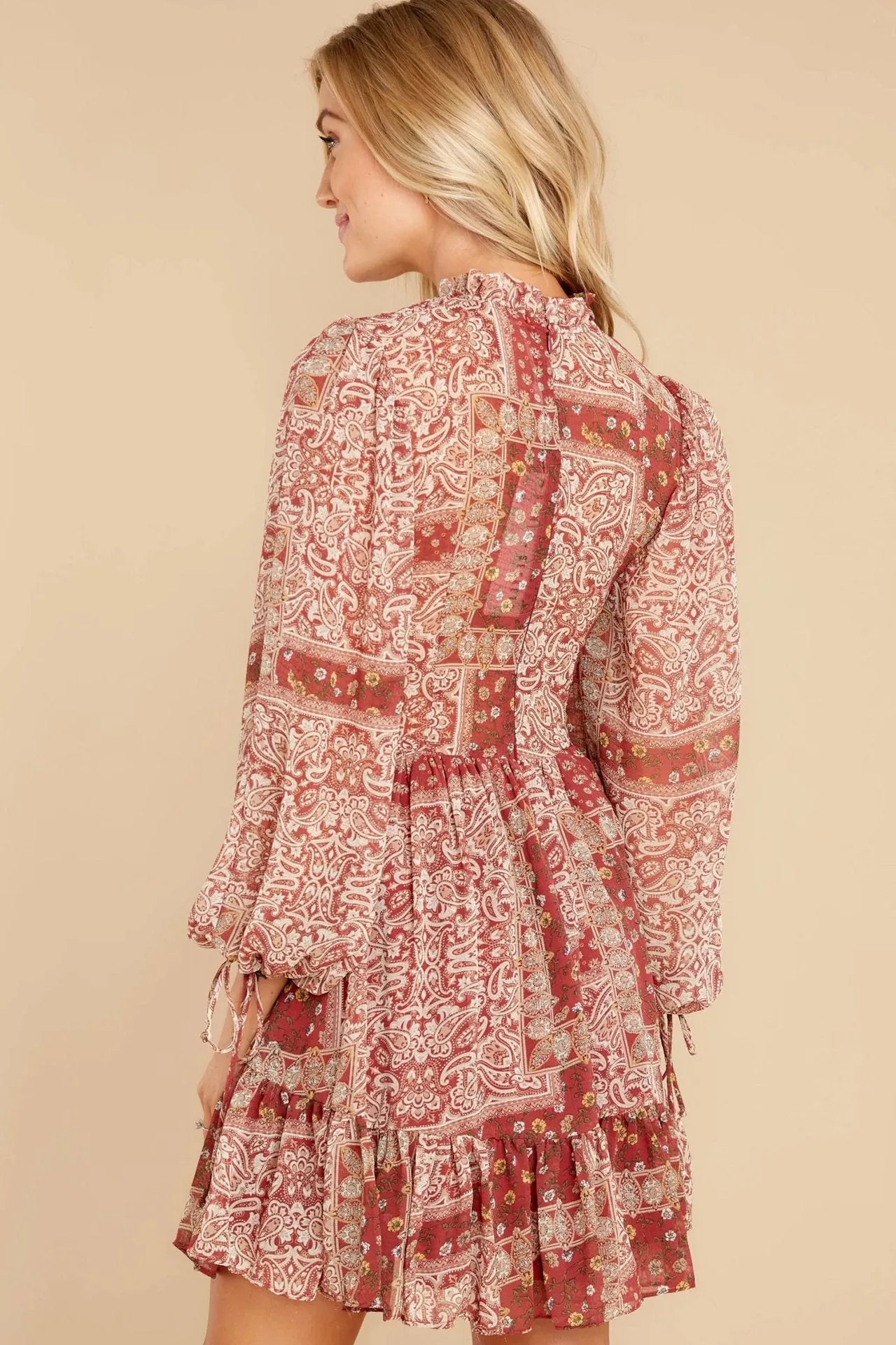 Boho Shirred Frill Floral Vacation Skater Mini Dresses