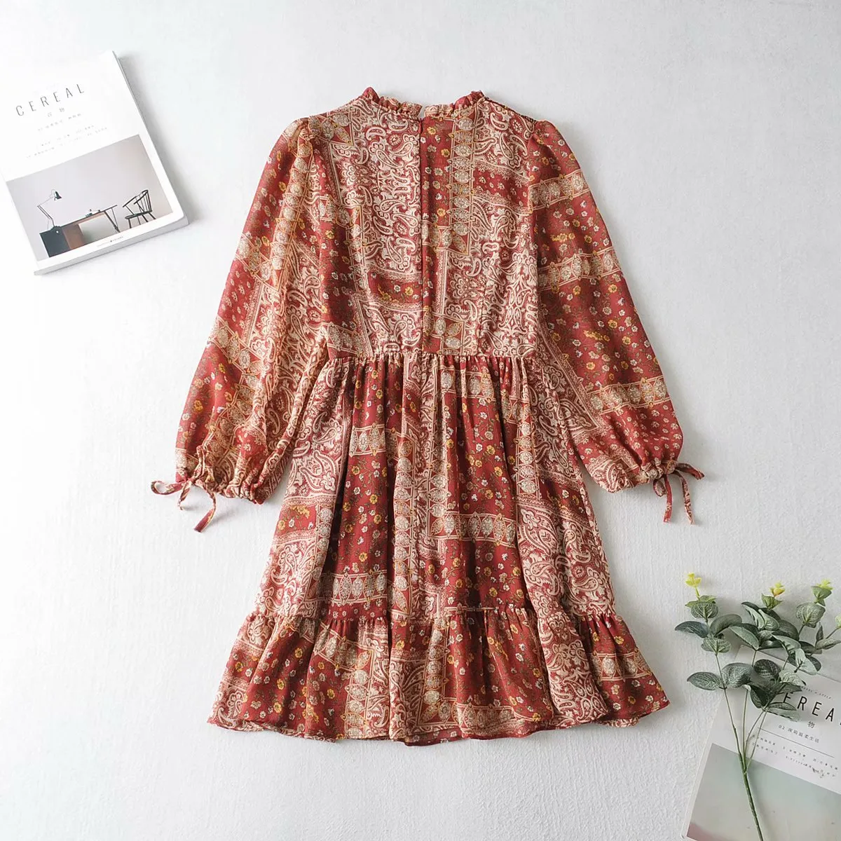 Boho Shirred Frill Floral Vacation Skater Mini Dresses