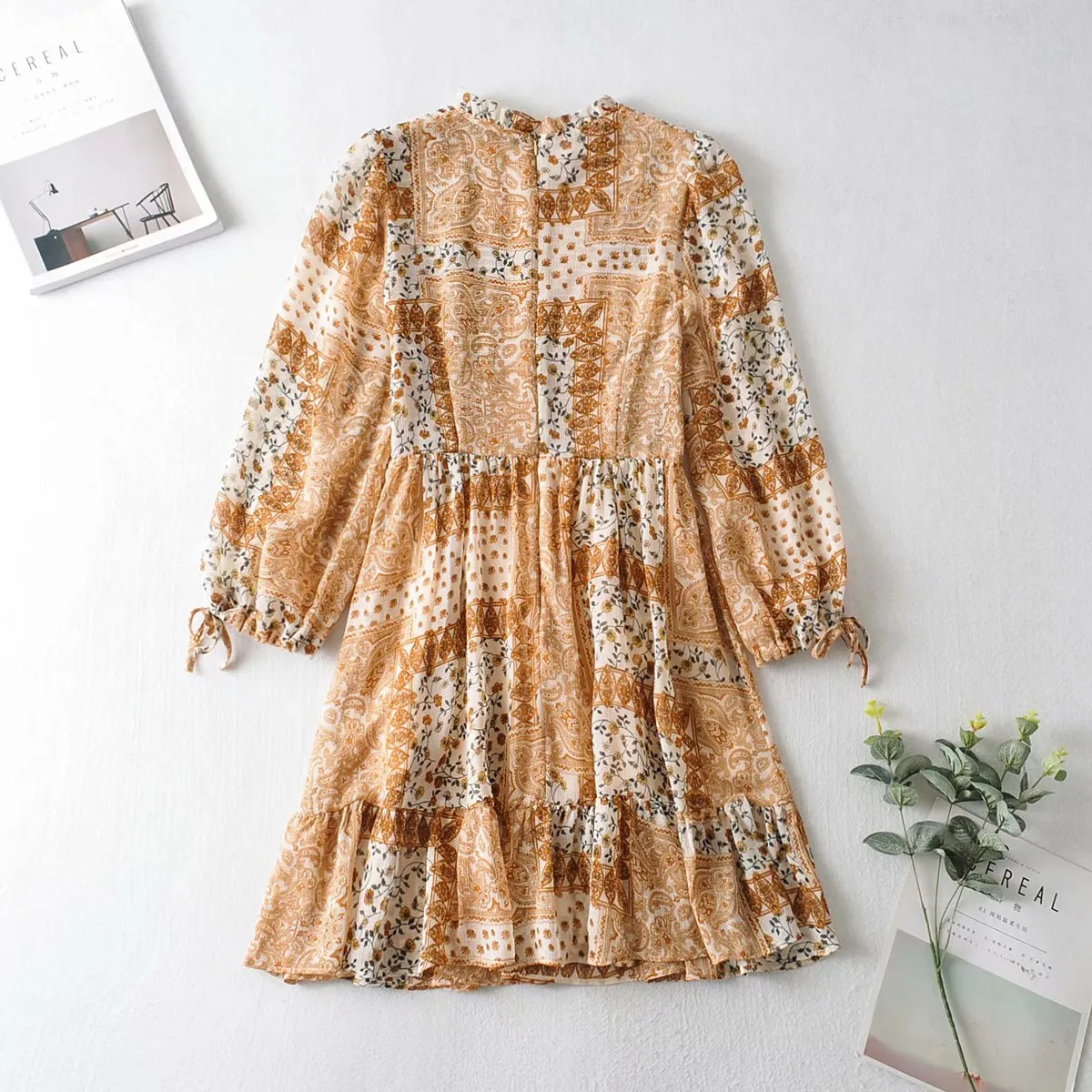 Boho Shirred Frill Floral Vacation Skater Mini Dresses
