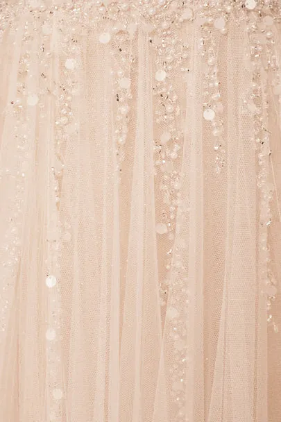 Boho Tulle Crystals Wedding Gowns with Side Slit