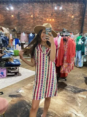 Boho Western One Shoulder Ruffle Dress