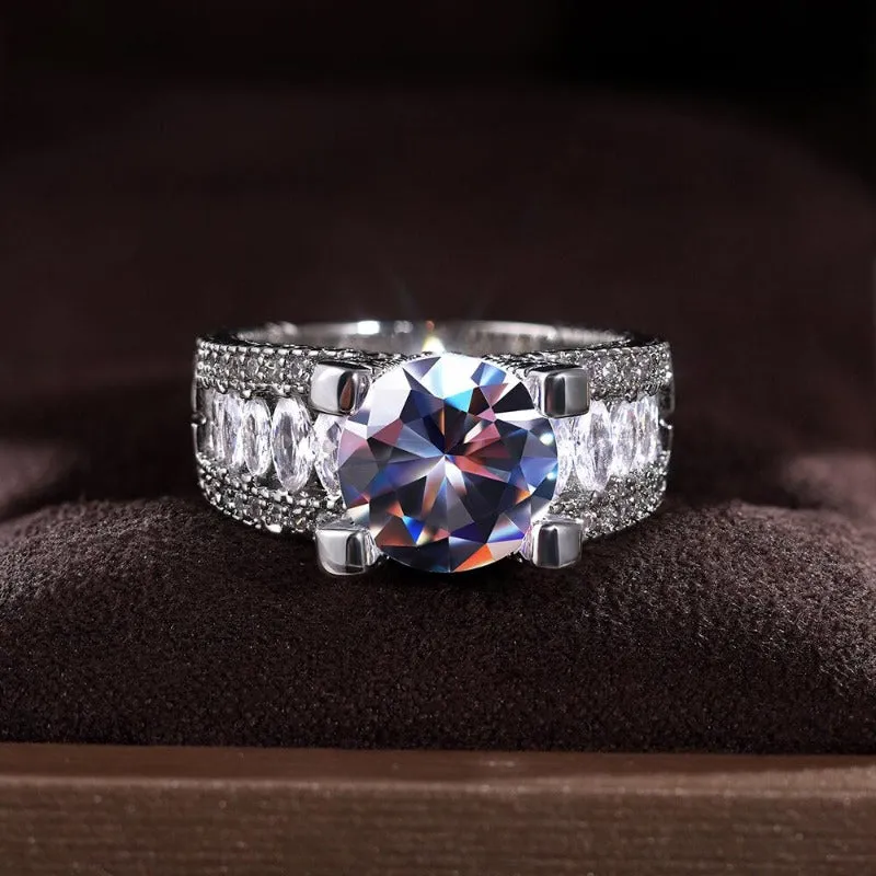 Bridal Round Zircon Ring For Women Wedding Silver Jewelry