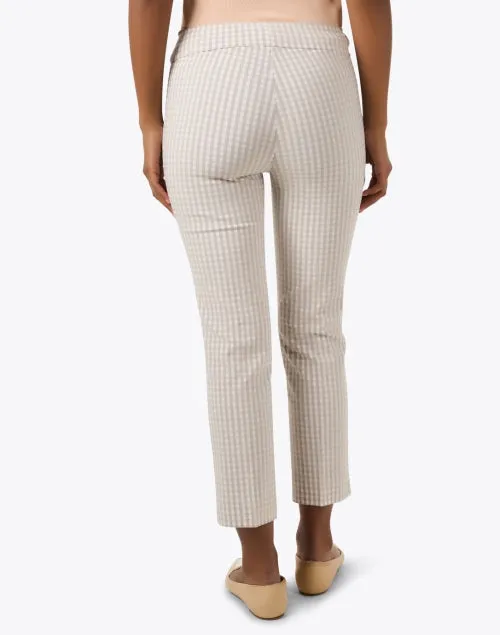 Brigitte Beige Check Cropped Pull On Pant