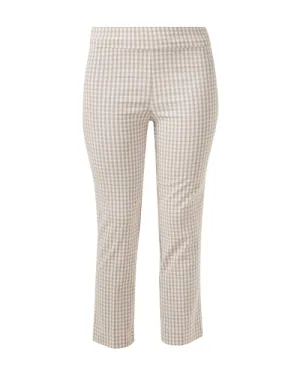 Brigitte Beige Check Cropped Pull On Pant