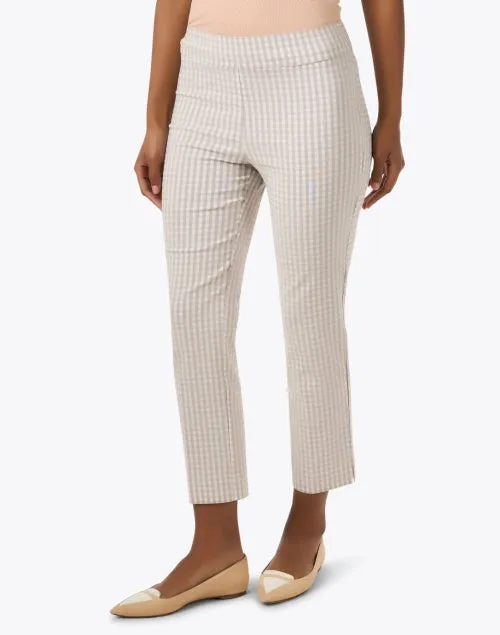 Brigitte Beige Check Cropped Pull On Pant