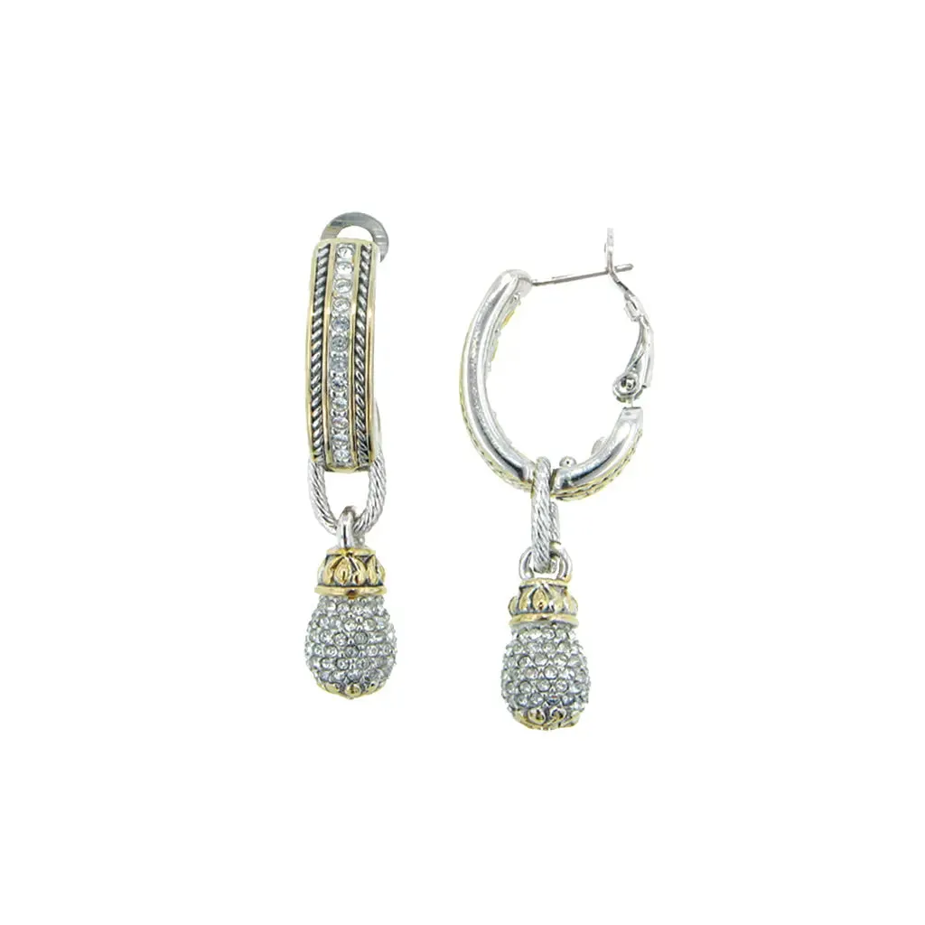 Briolette Collection - Pavé Drop Hoop Earrings