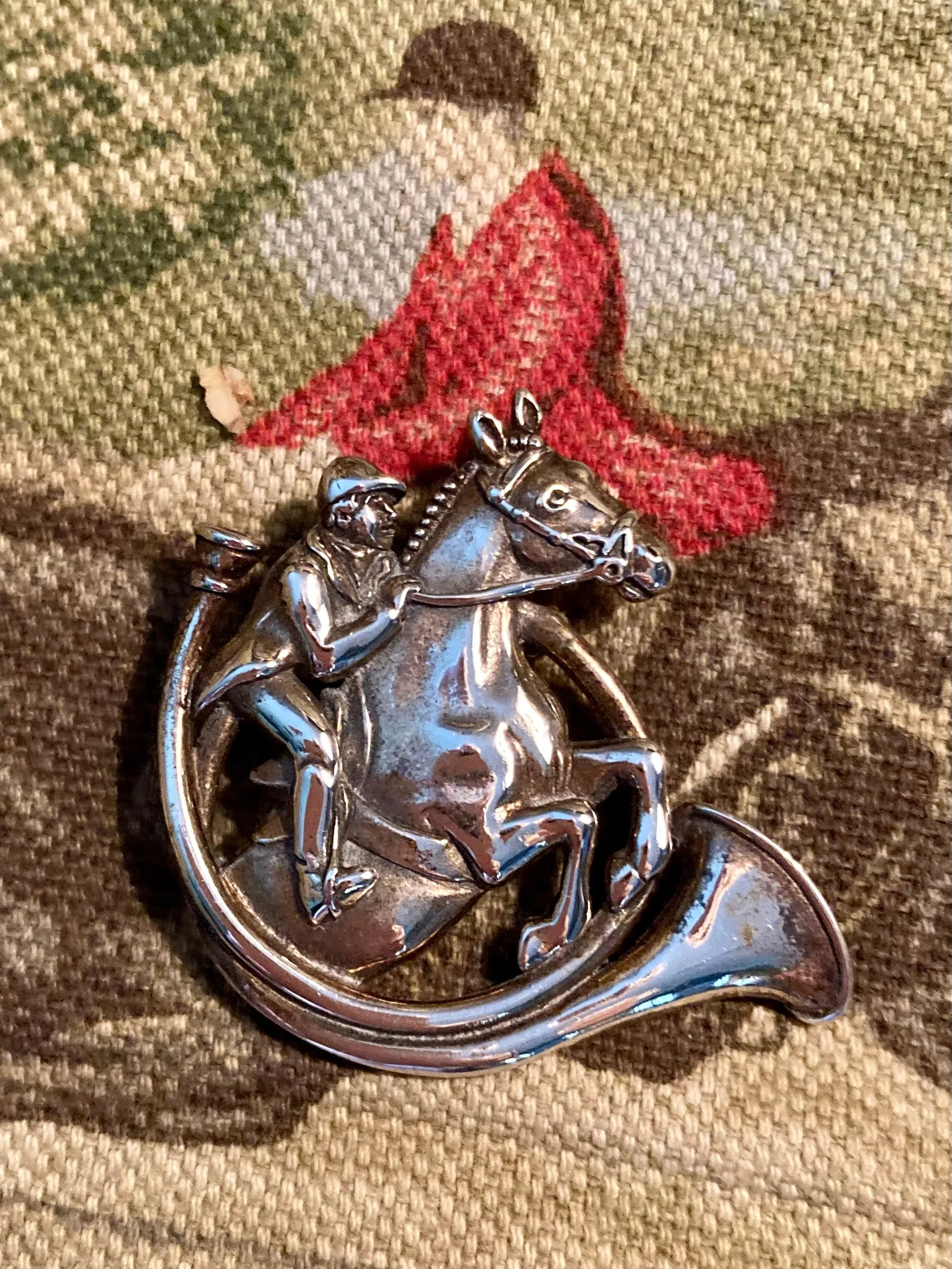 Brooch Sterling Silver Hunt Theme