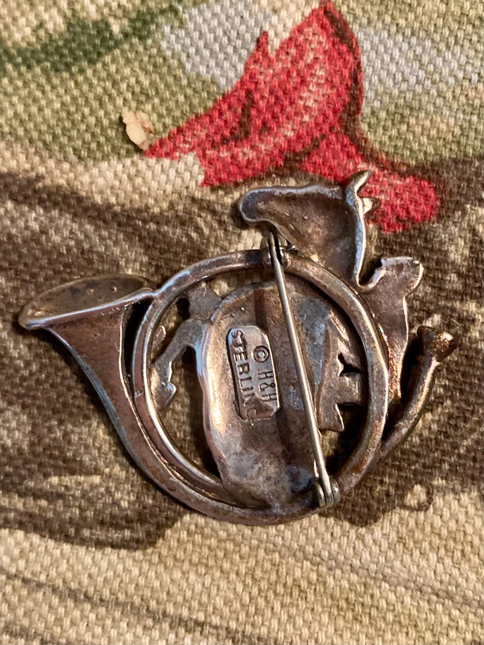 Brooch Sterling Silver Hunt Theme