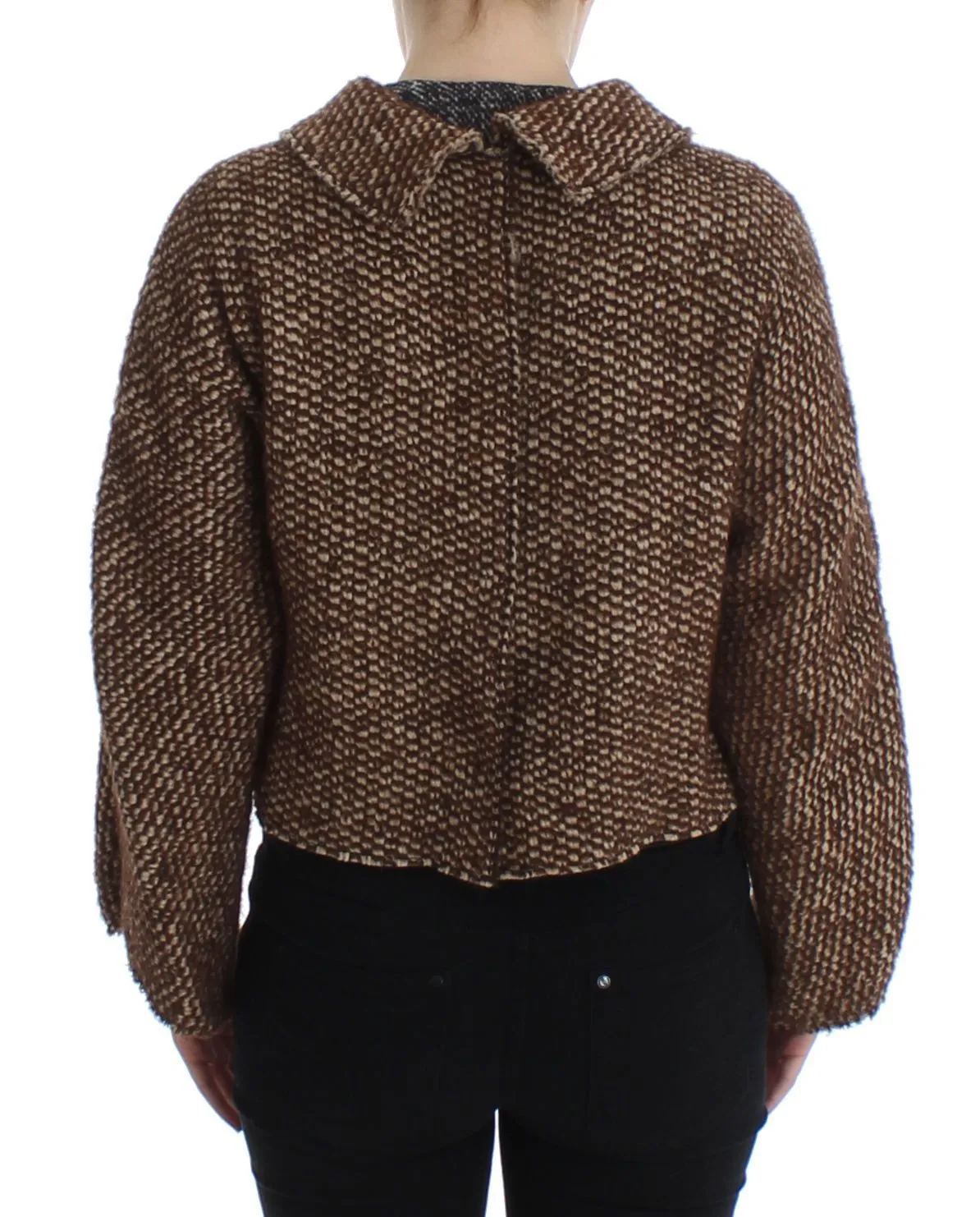 Brown Wool Tweed Crystal Jacket Coat