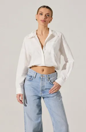Bubble Hem Cropped Poplin Shirt