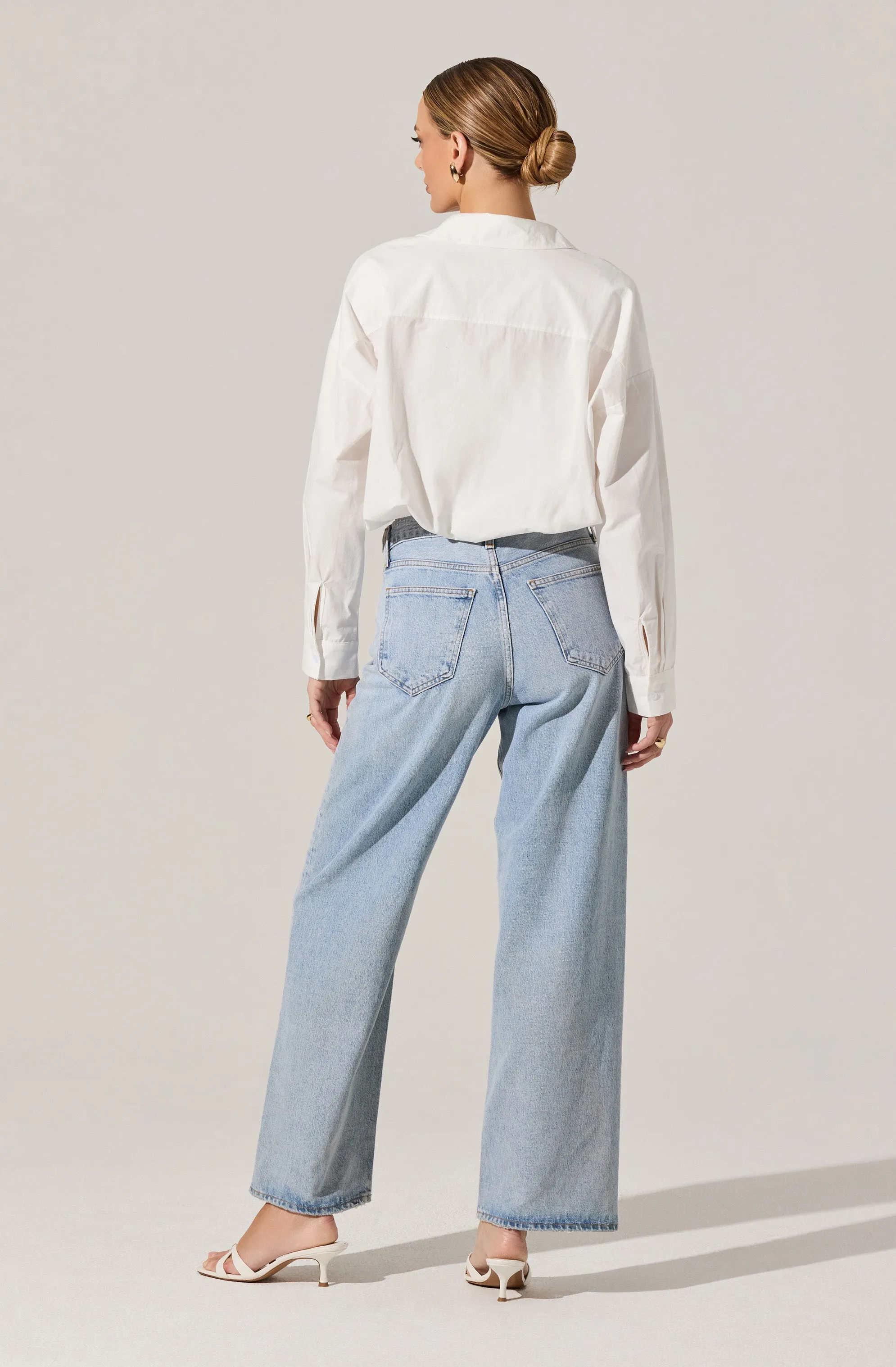 Bubble Hem Cropped Poplin Shirt