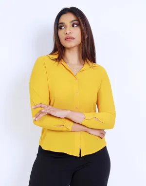 Button Down Blouse with Standed Collar