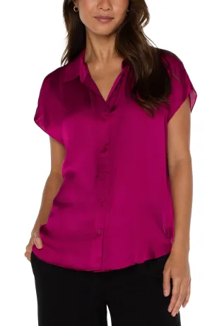Button Front Dolman Sleeve Blouse - SALE