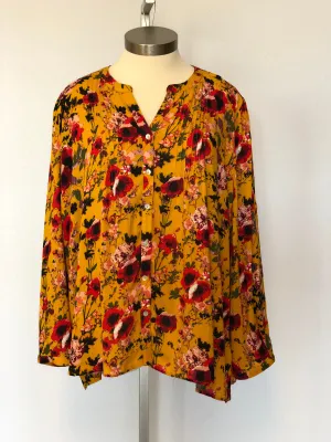 BUTTON UP PIN TUCK BLOUSE