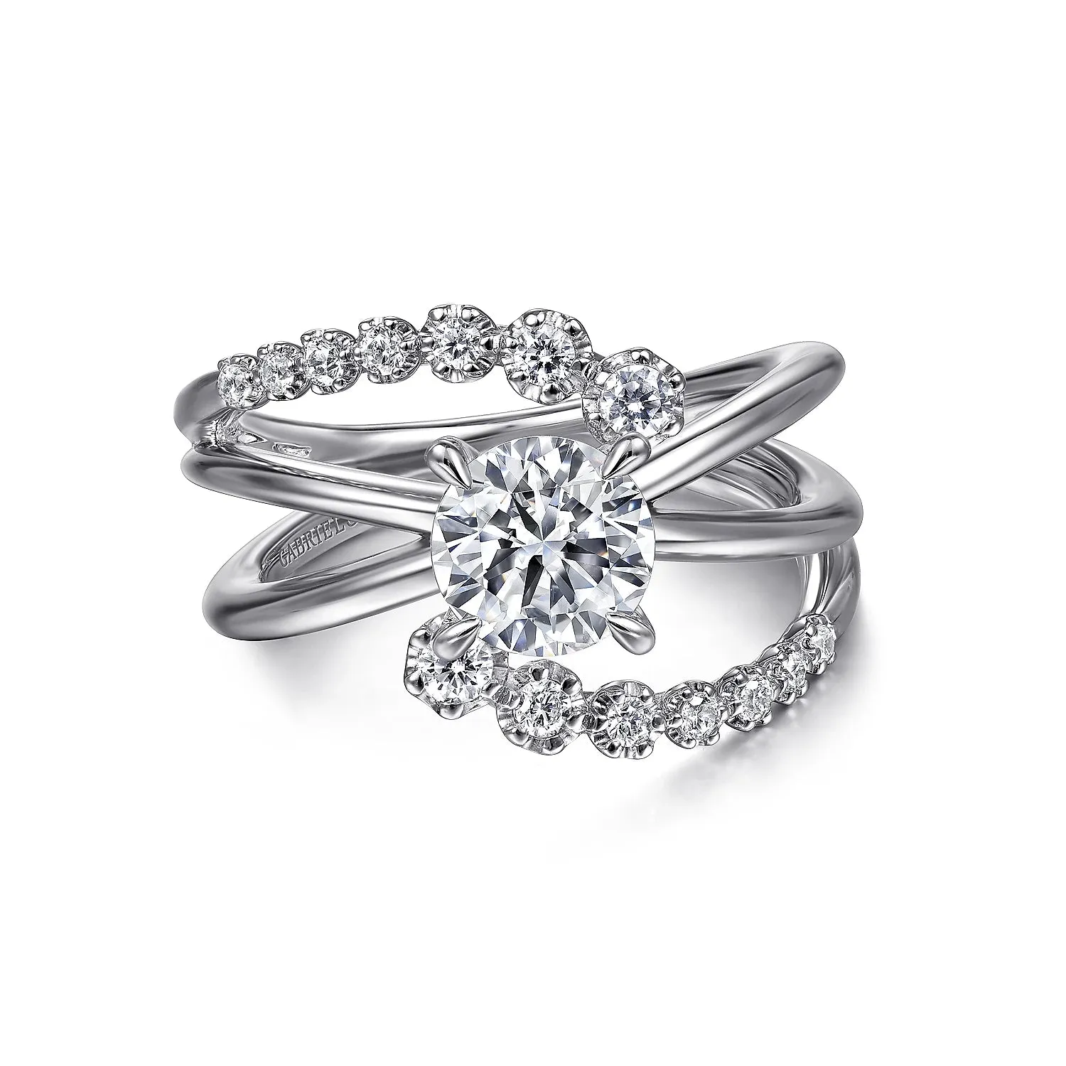 Bypass Round Diamond Engagement Ring Mounting