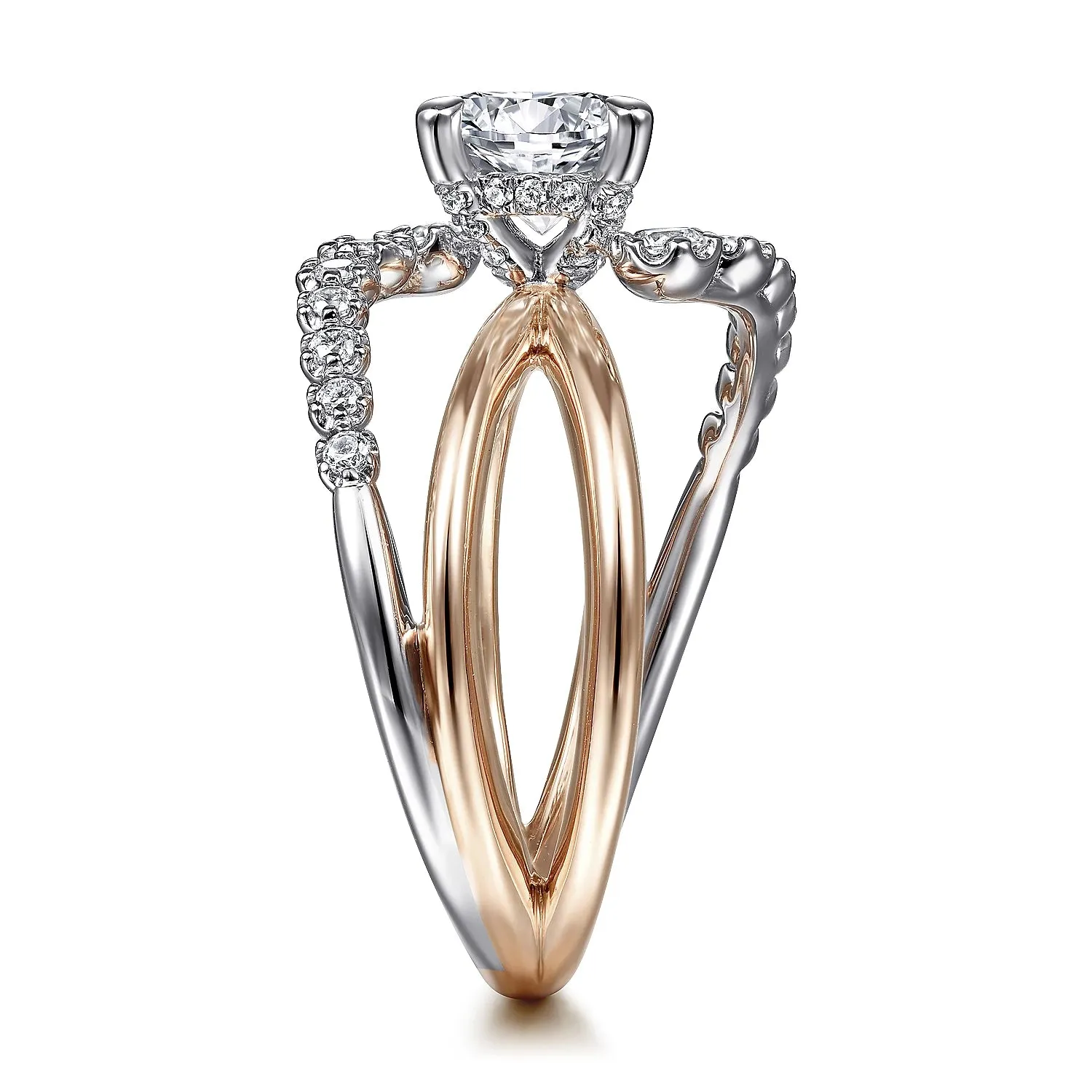 Bypass Round Diamond Engagement Ring Mounting