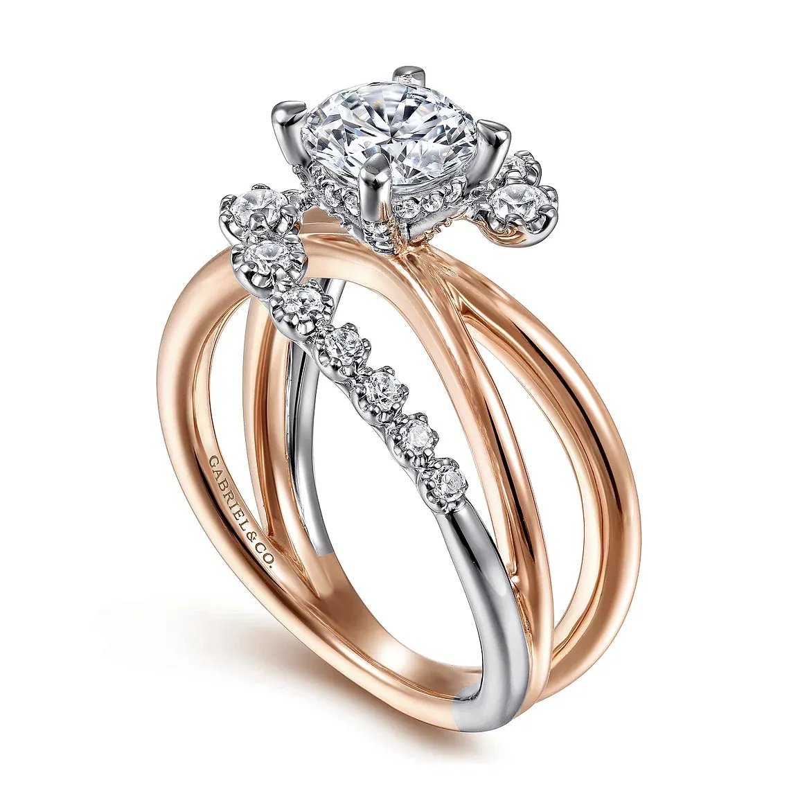 Bypass Round Diamond Engagement Ring Mounting