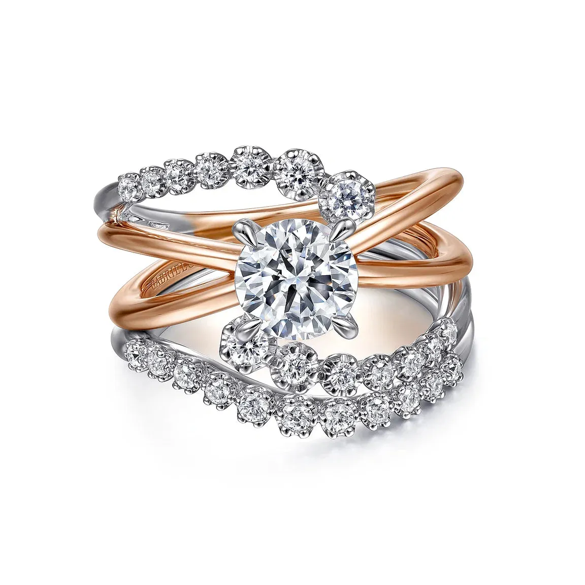 Bypass Round Diamond Engagement Ring Mounting