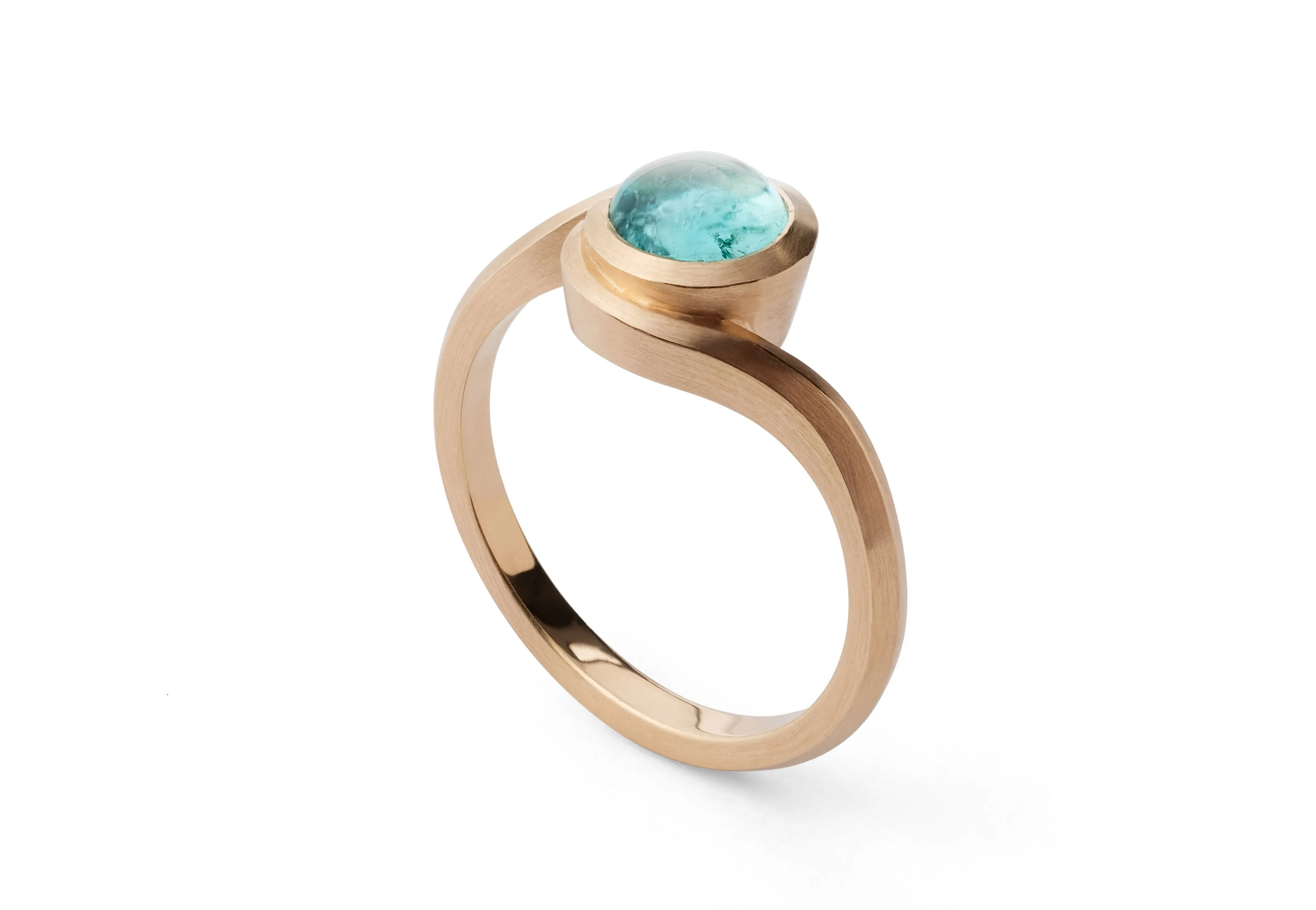 Cabochon cut paraiba tourmaline wave ring