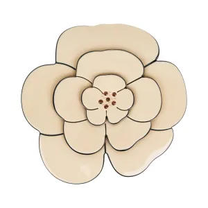 Camellia Large Crystal Ivory Brooch