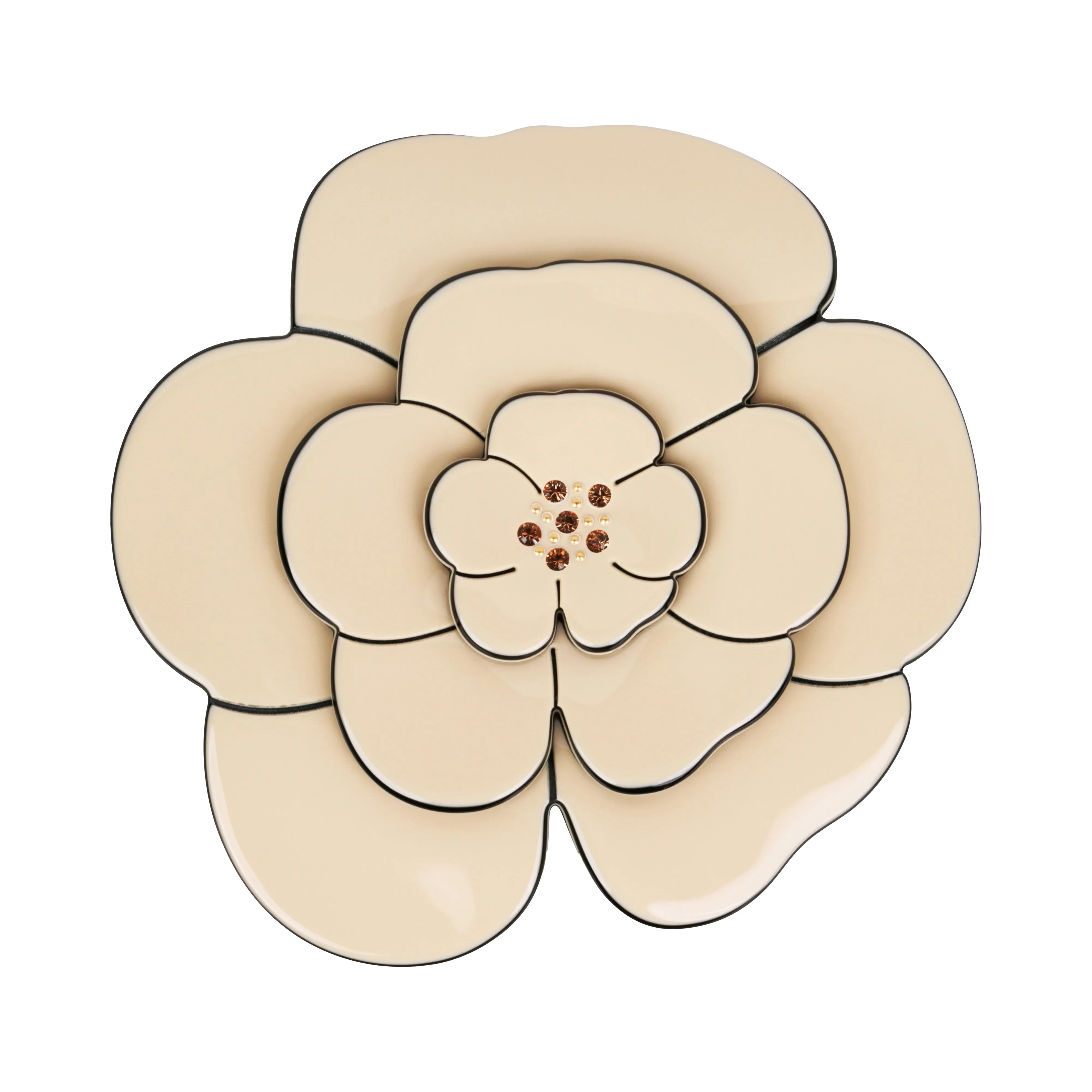 Camellia Large Crystal Ivory Brooch