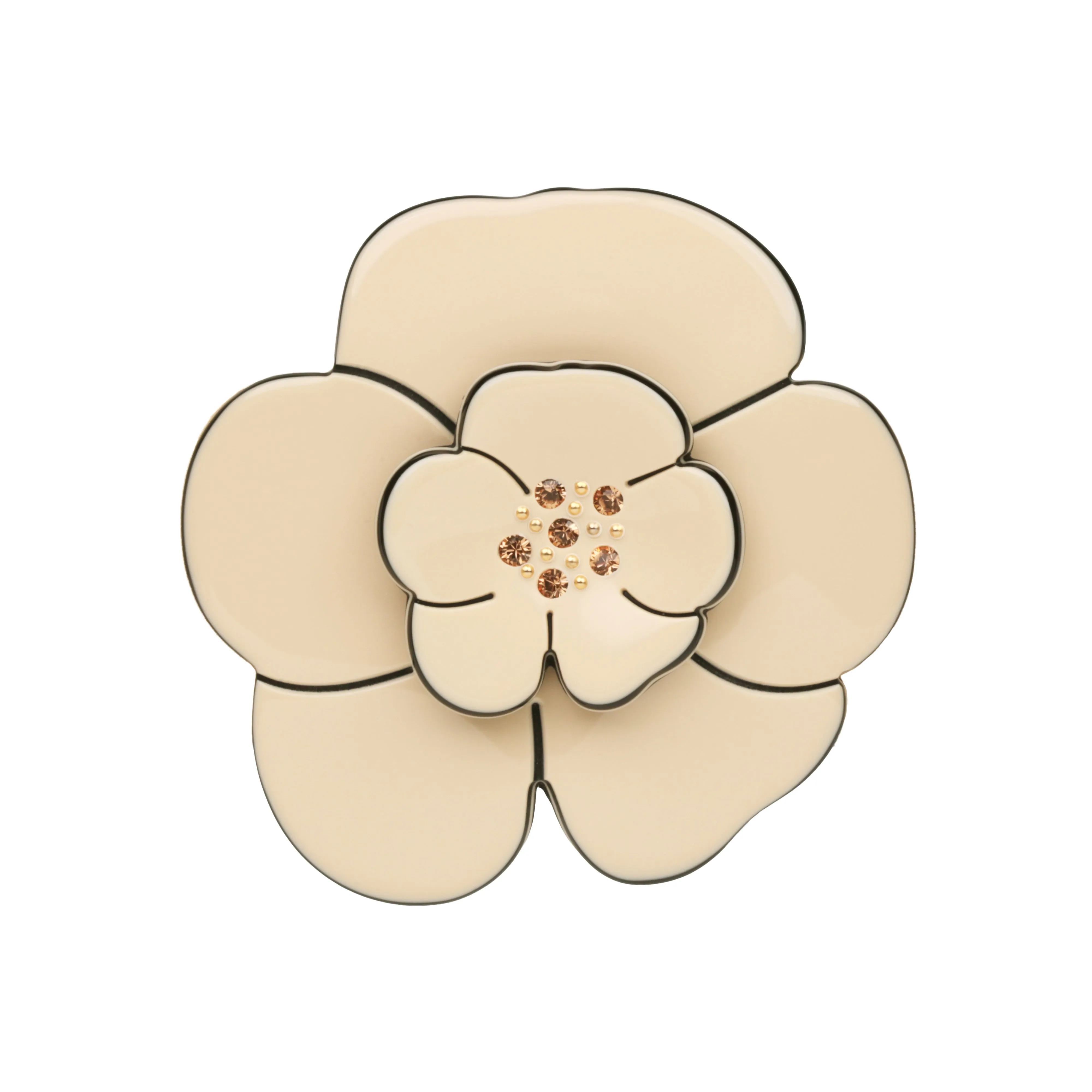 Camellia Medium Crystal Ivory Brooch