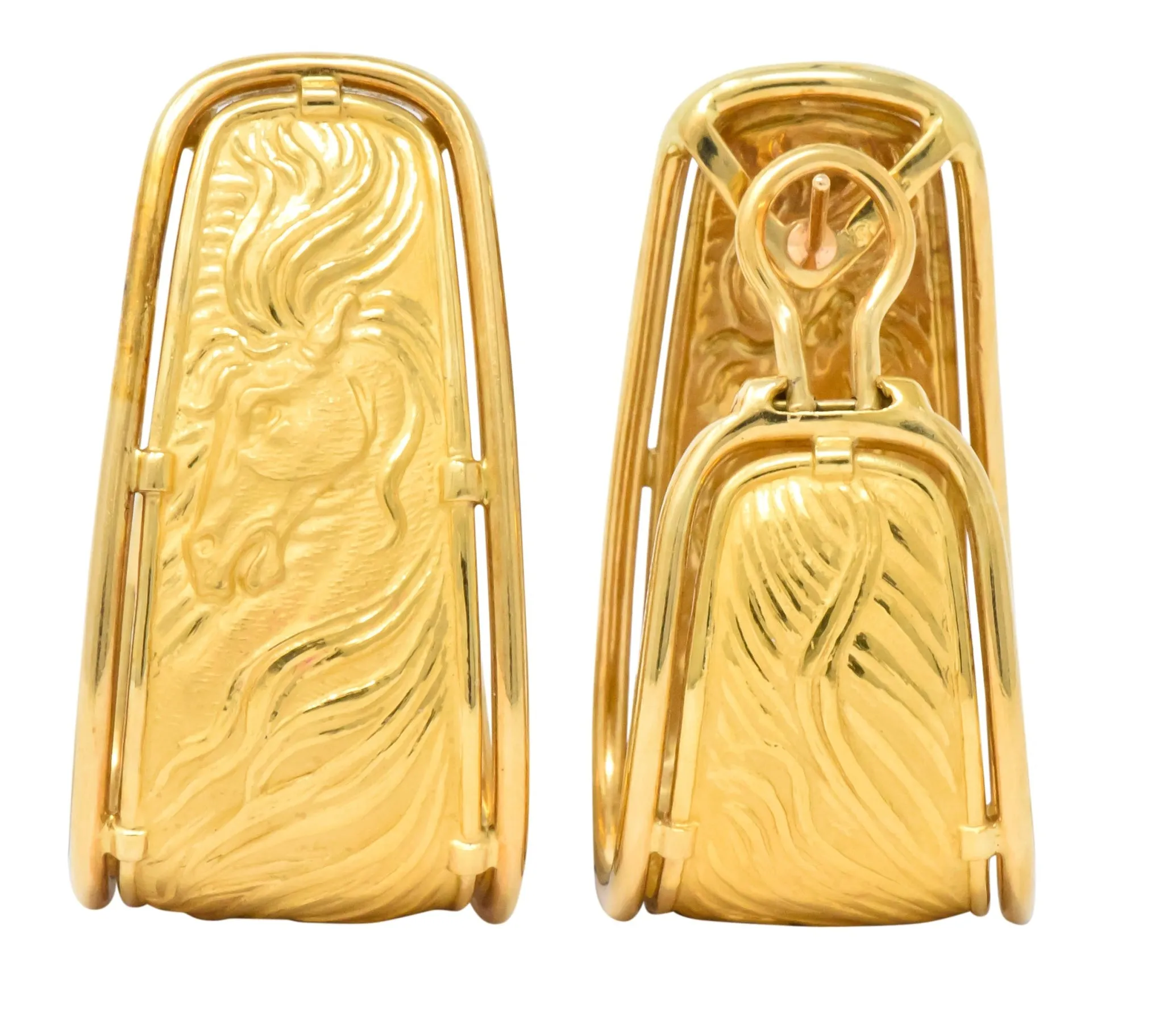 Carrera y Carrera 18 Karat Gold Ecuestre Half-Hoop Horse Earrings