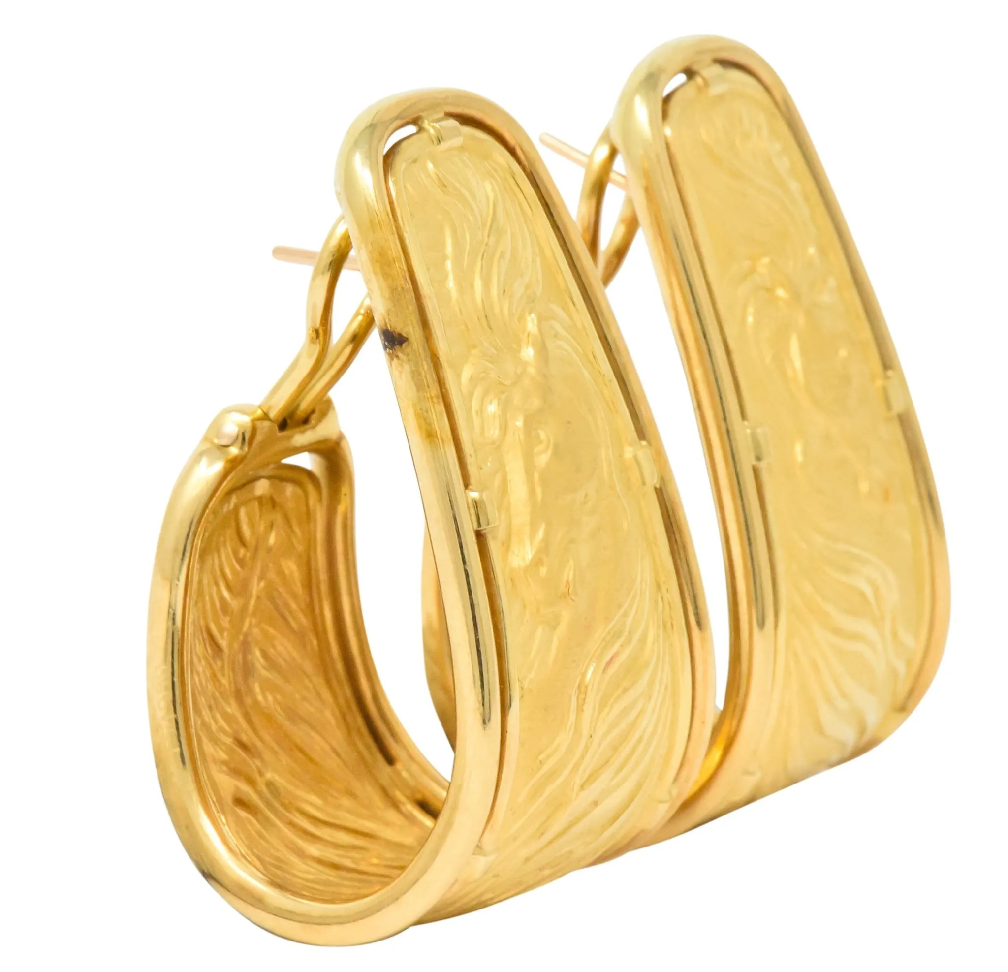 Carrera y Carrera 18 Karat Gold Ecuestre Half-Hoop Horse Earrings
