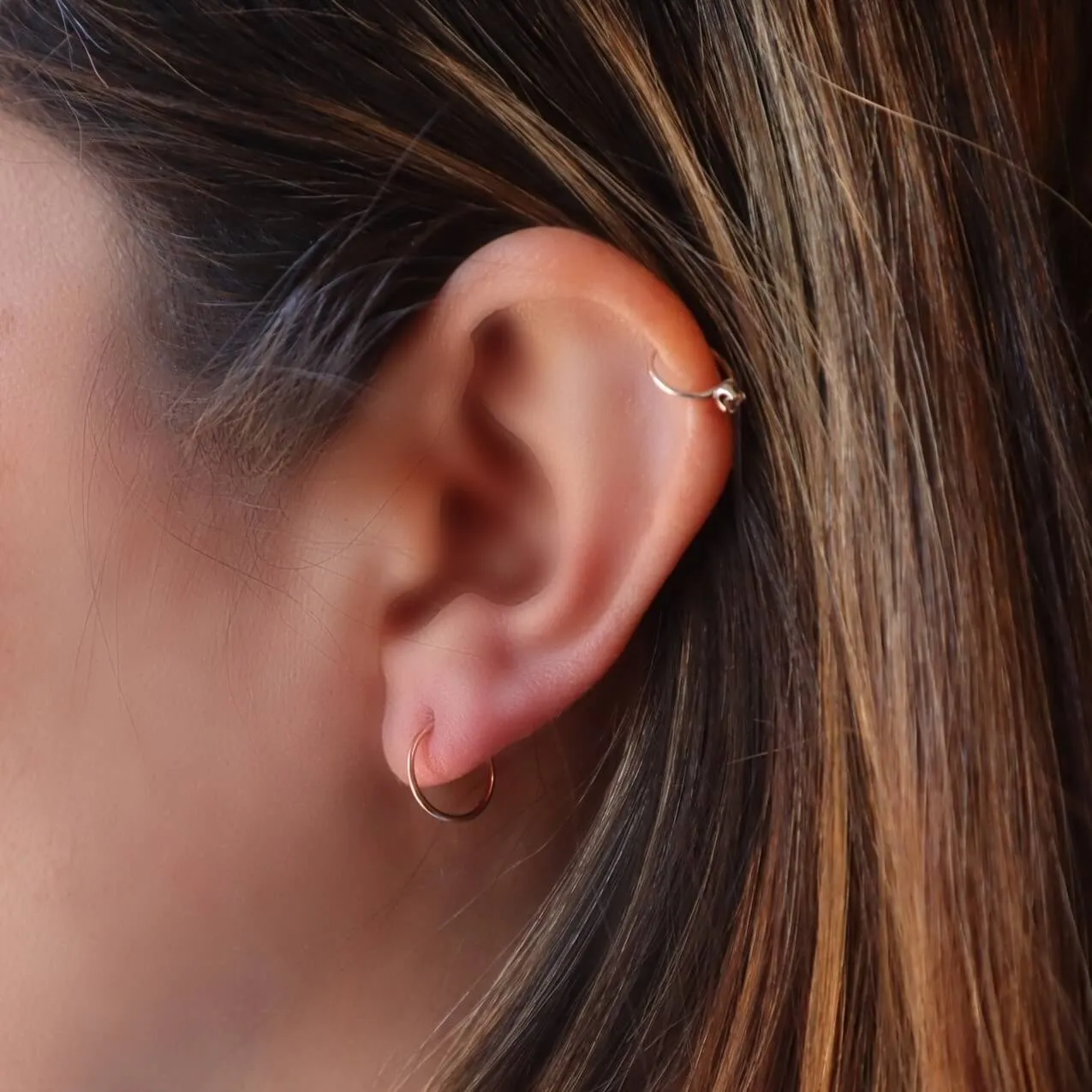 Cartilage Hoop Earring Hammered - Choose Your Diameter, Gauge, Metal