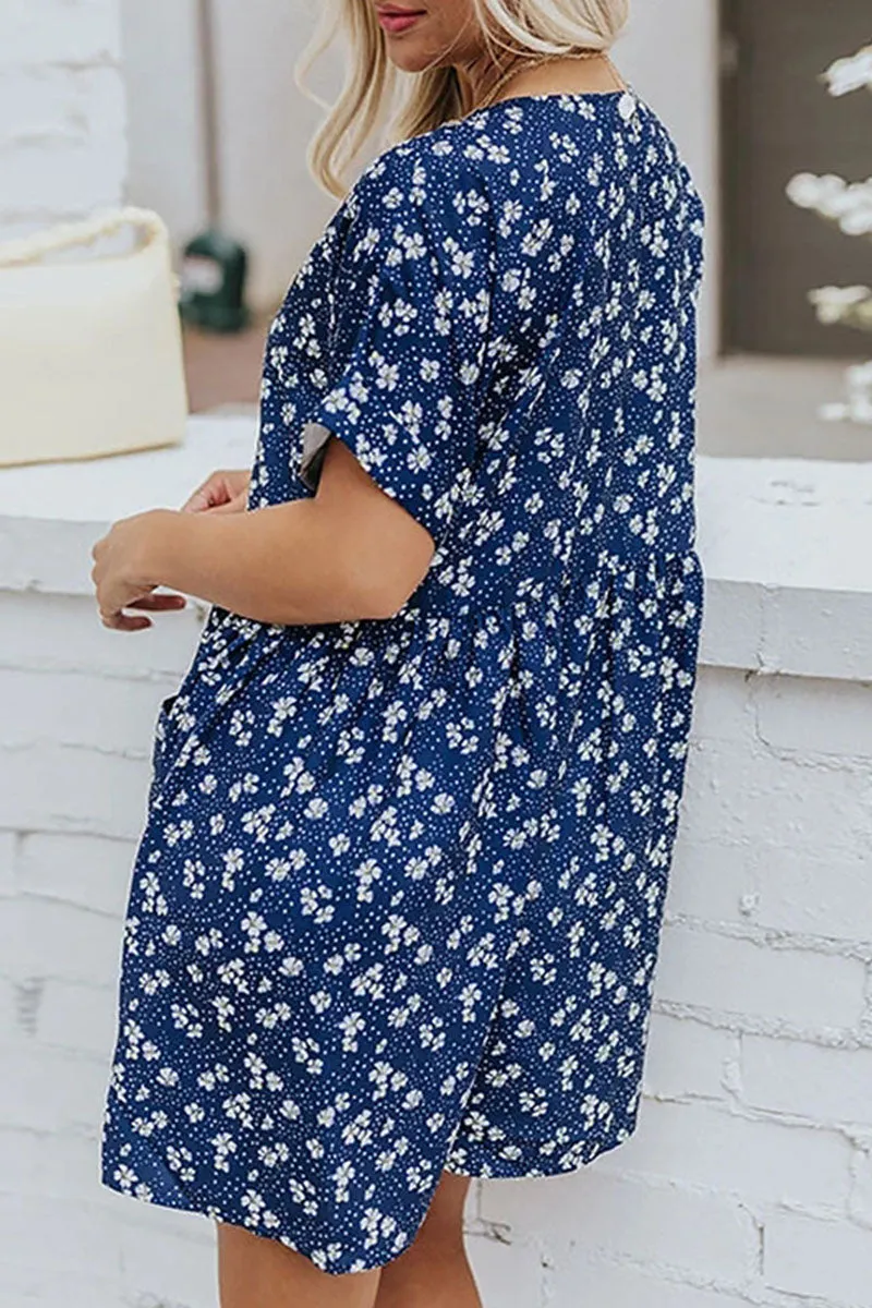 Casual Print V Neck A Line Dresses