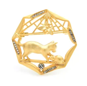 Cat & Mouse Spiderweb Brooch