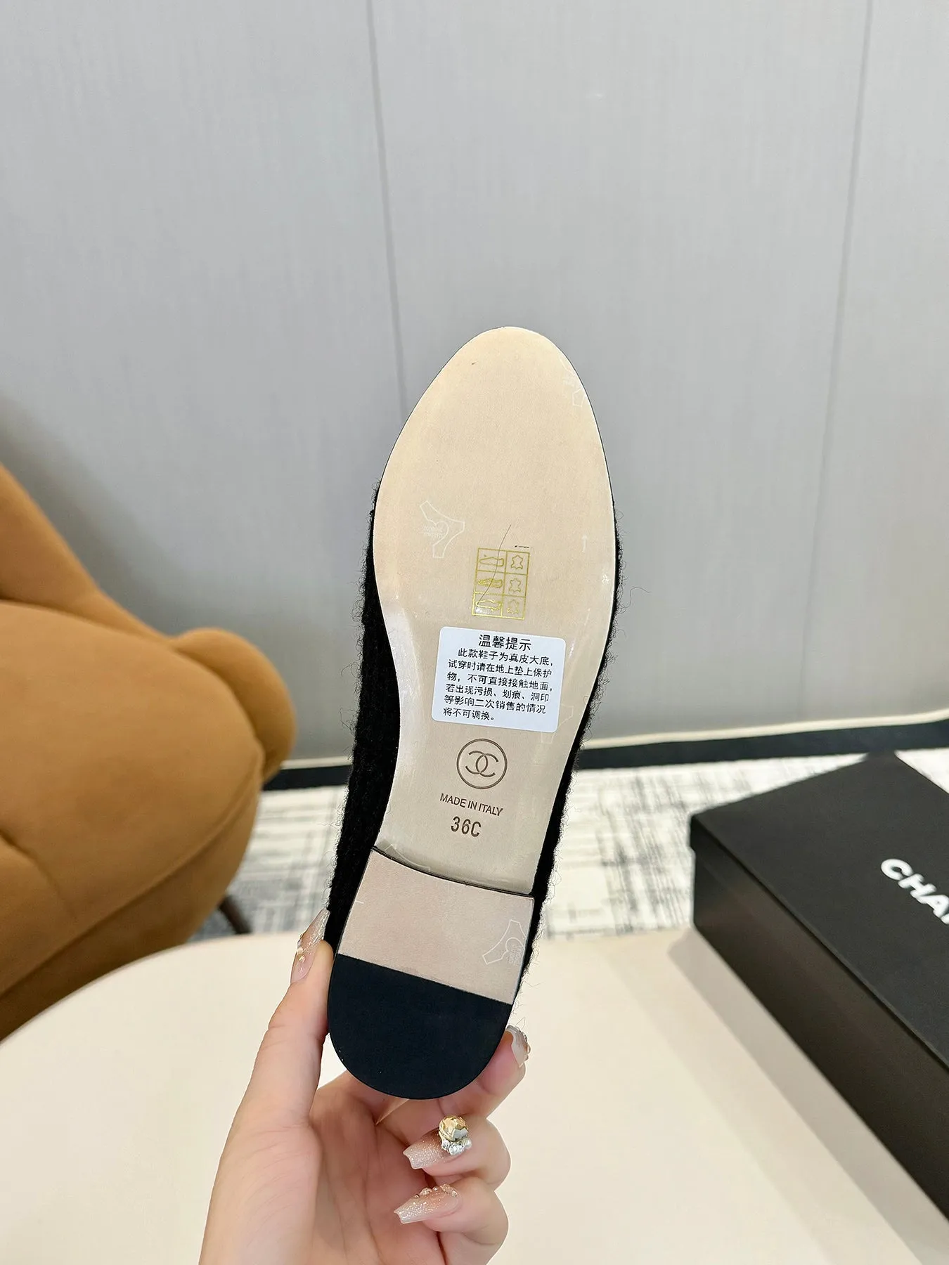 cc 25c ballet flat black tweed black grosgrain 233626