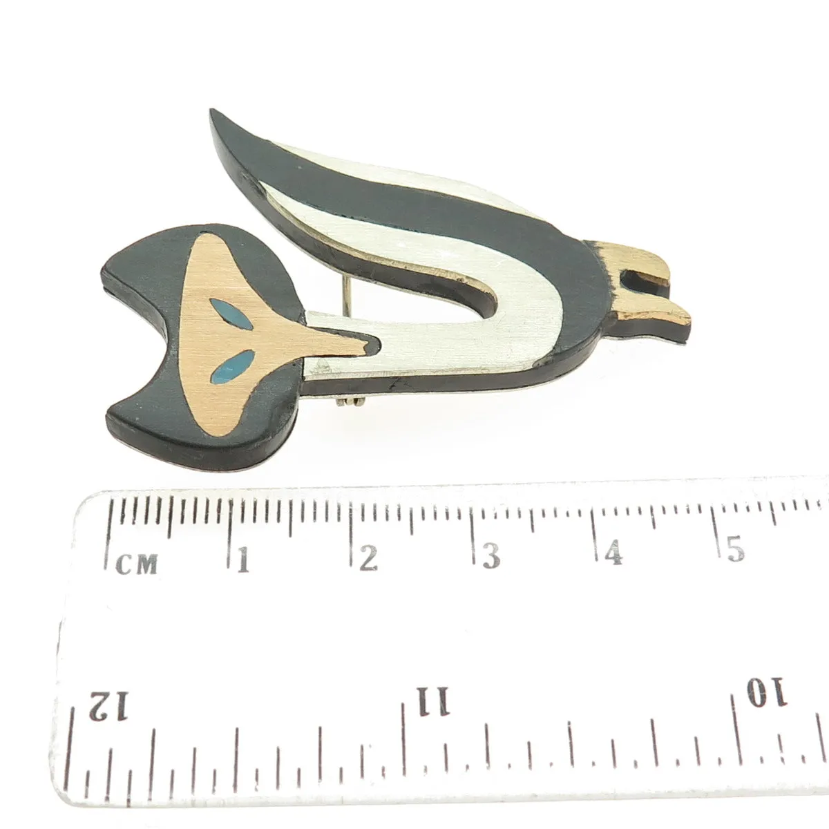 CECILIA TONO & PIEDRA NEGRA Sterling Vintage Mexico Turquoise Fox Brooch T151