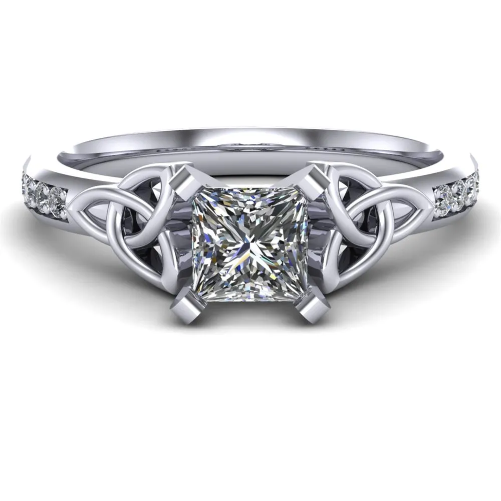 Celtic Engagement Ring AYLIN-1-WHITE-PRINCESS