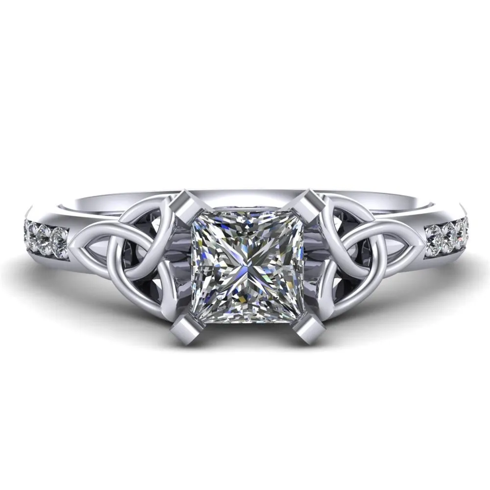 Celtic Engagement Ring AYLIN-1-WHITE-PRINCESS