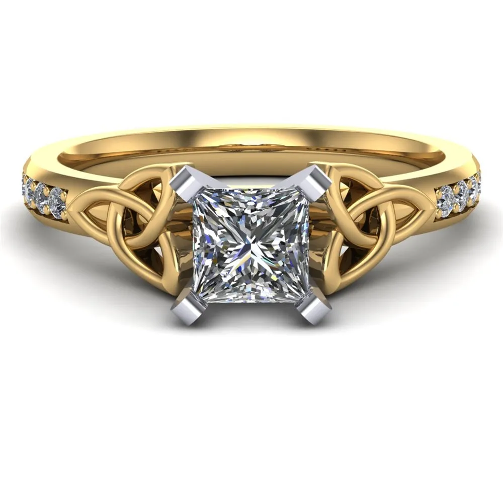 Celtic Engagement Ring AYLIN-1-YELLOW-PRINCESS