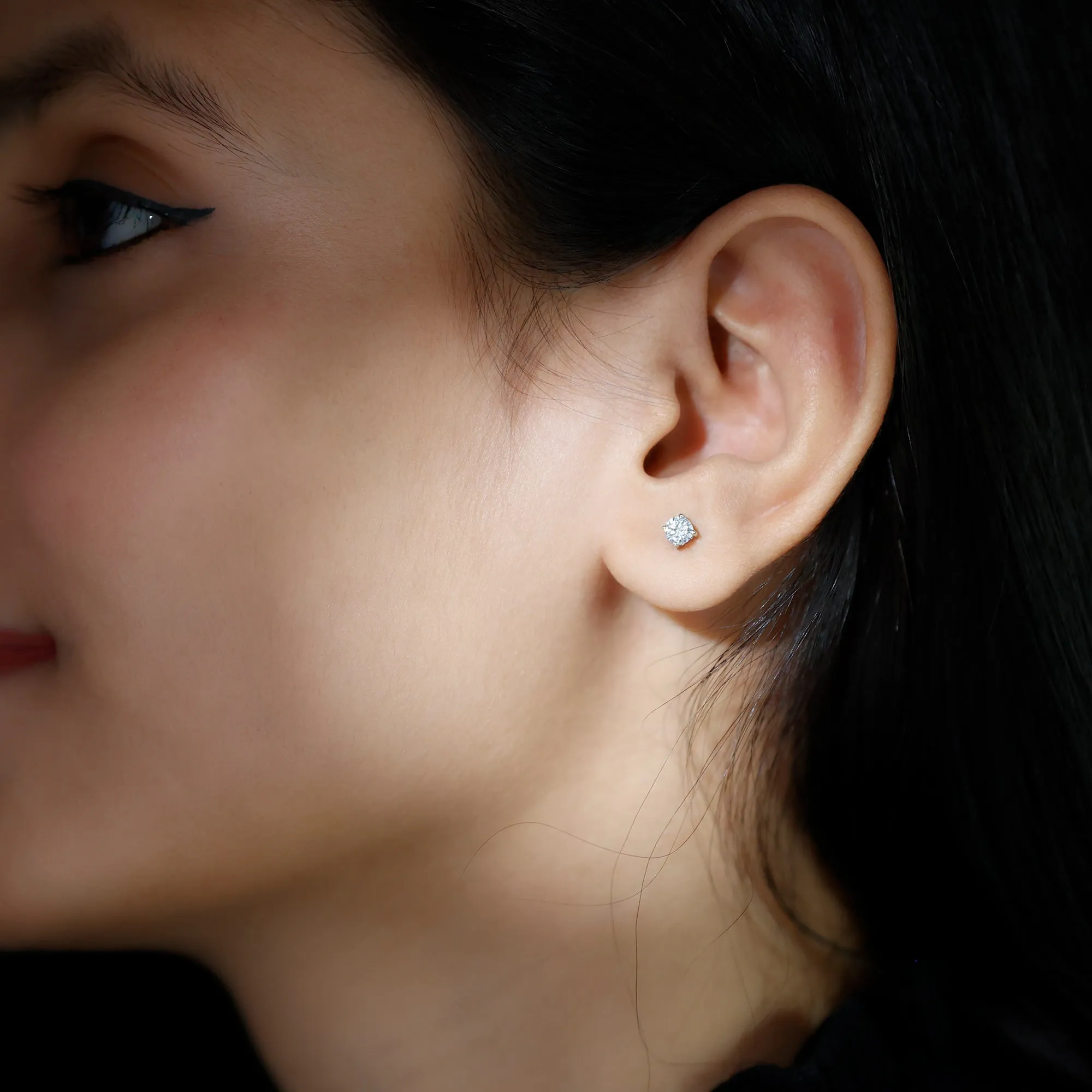 Certified Zircon Solitaire Stud Earrings with Screw Back